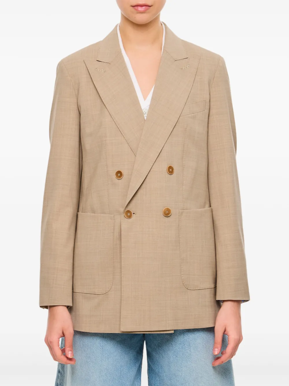 Max Mara Blazer met dubbele rij knopen Beige