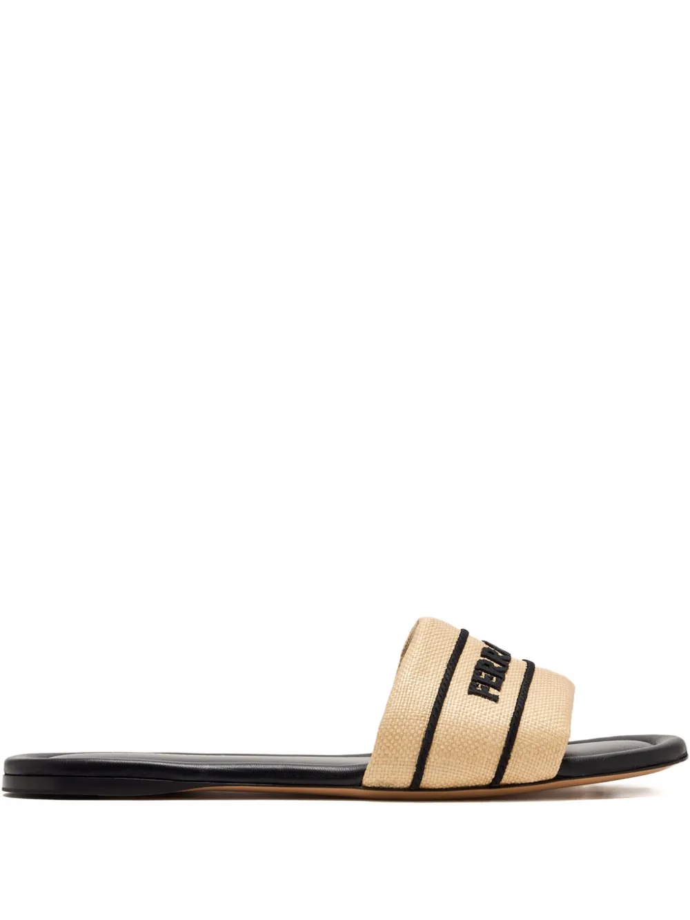 Ferragamo canvas slide sandals Neutrals