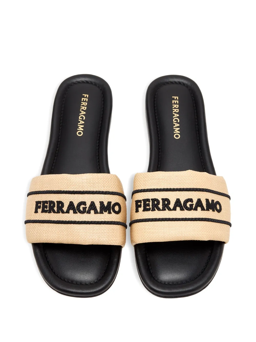 Ferragamo canvas slide sandals Neutrals