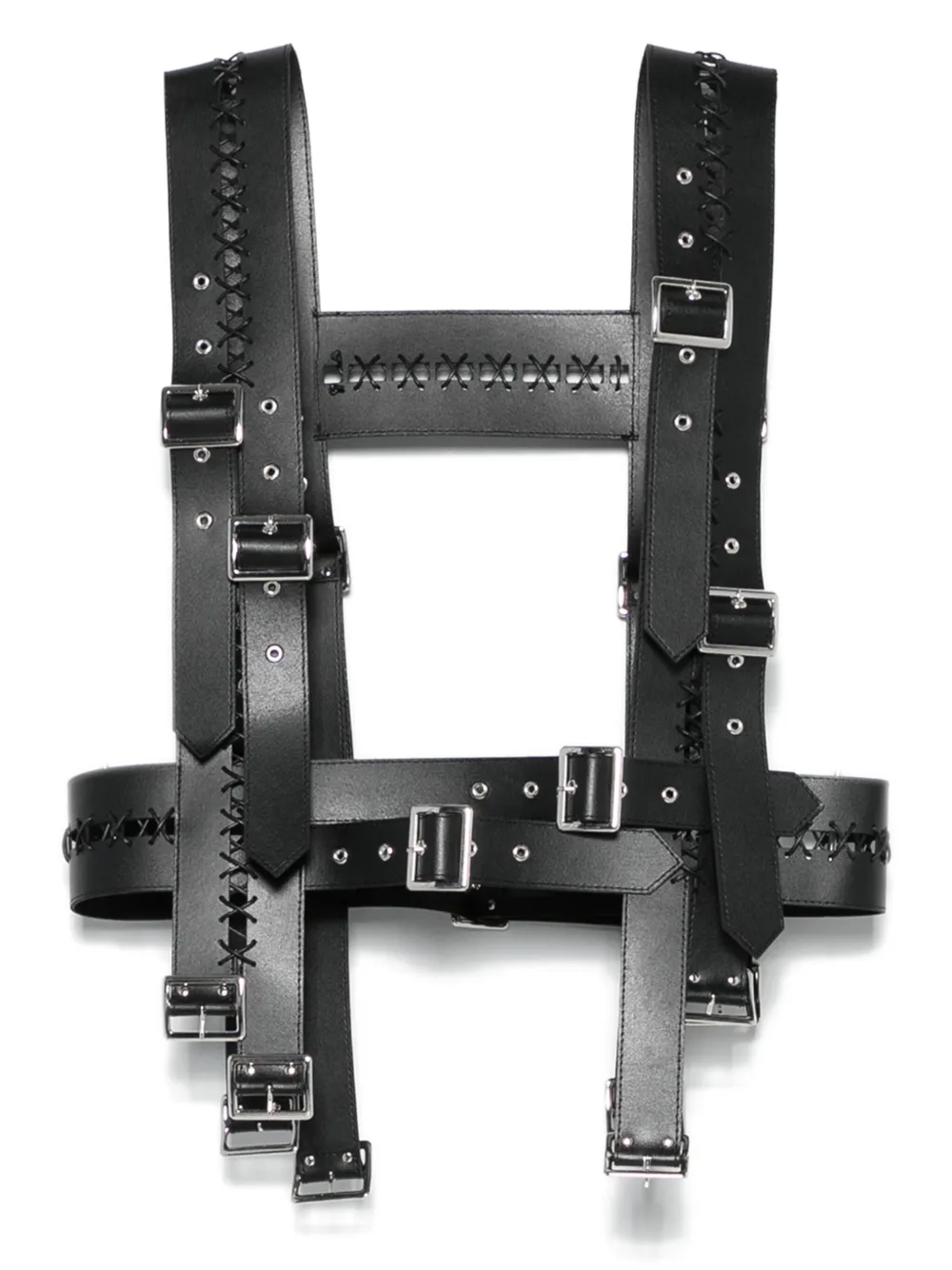 faux-leather harness vest