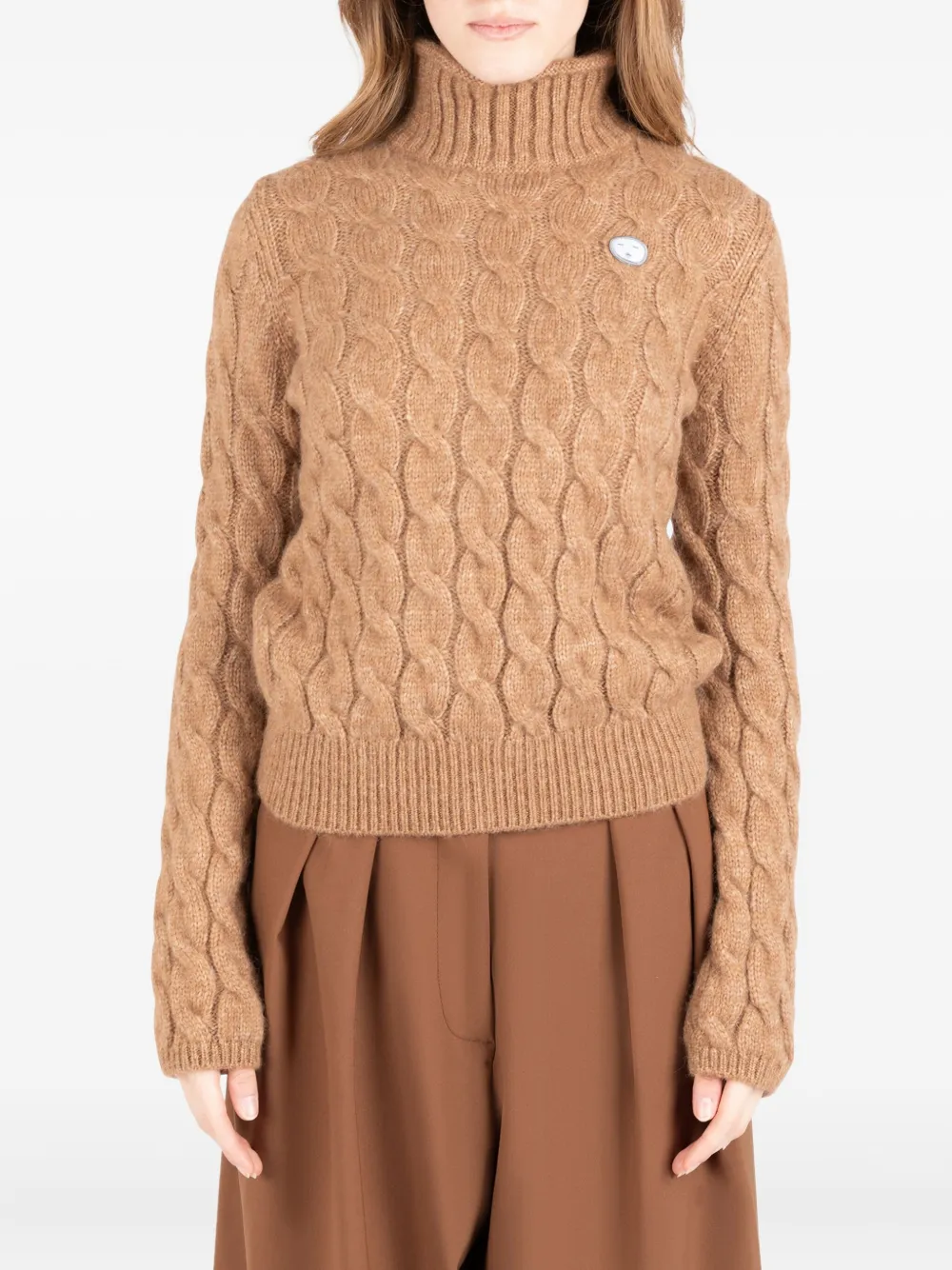 cable-knit turtleneck sweater