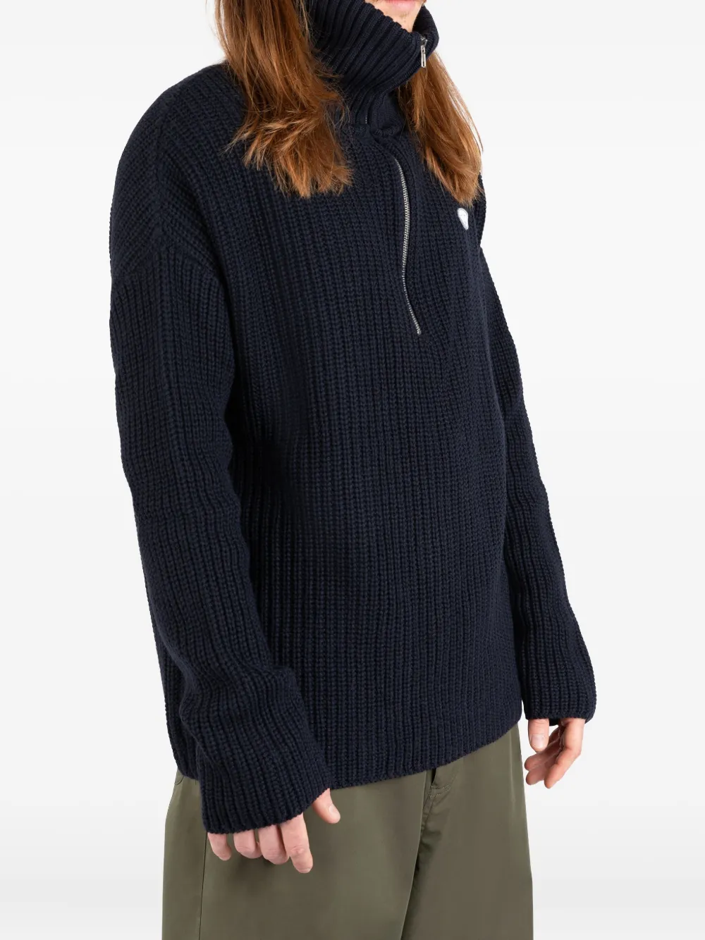 Société Anonyme half-zip ribbed sweater Blauw