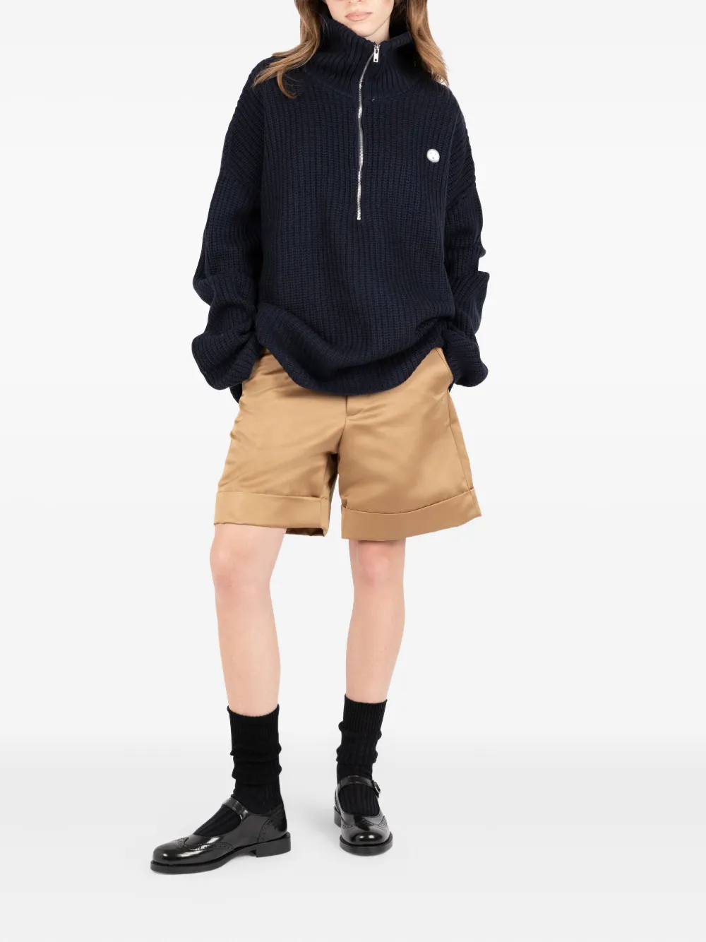 Société Anonyme half-zip ribbed sweater Blauw