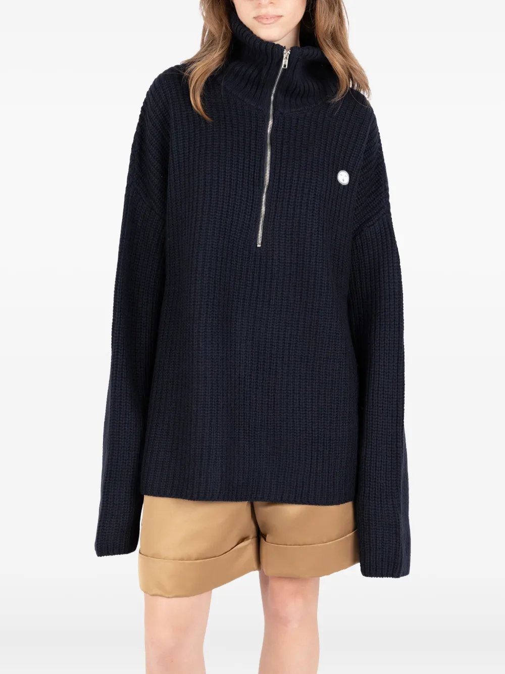 Société Anonyme half-zip ribbed sweater Blauw