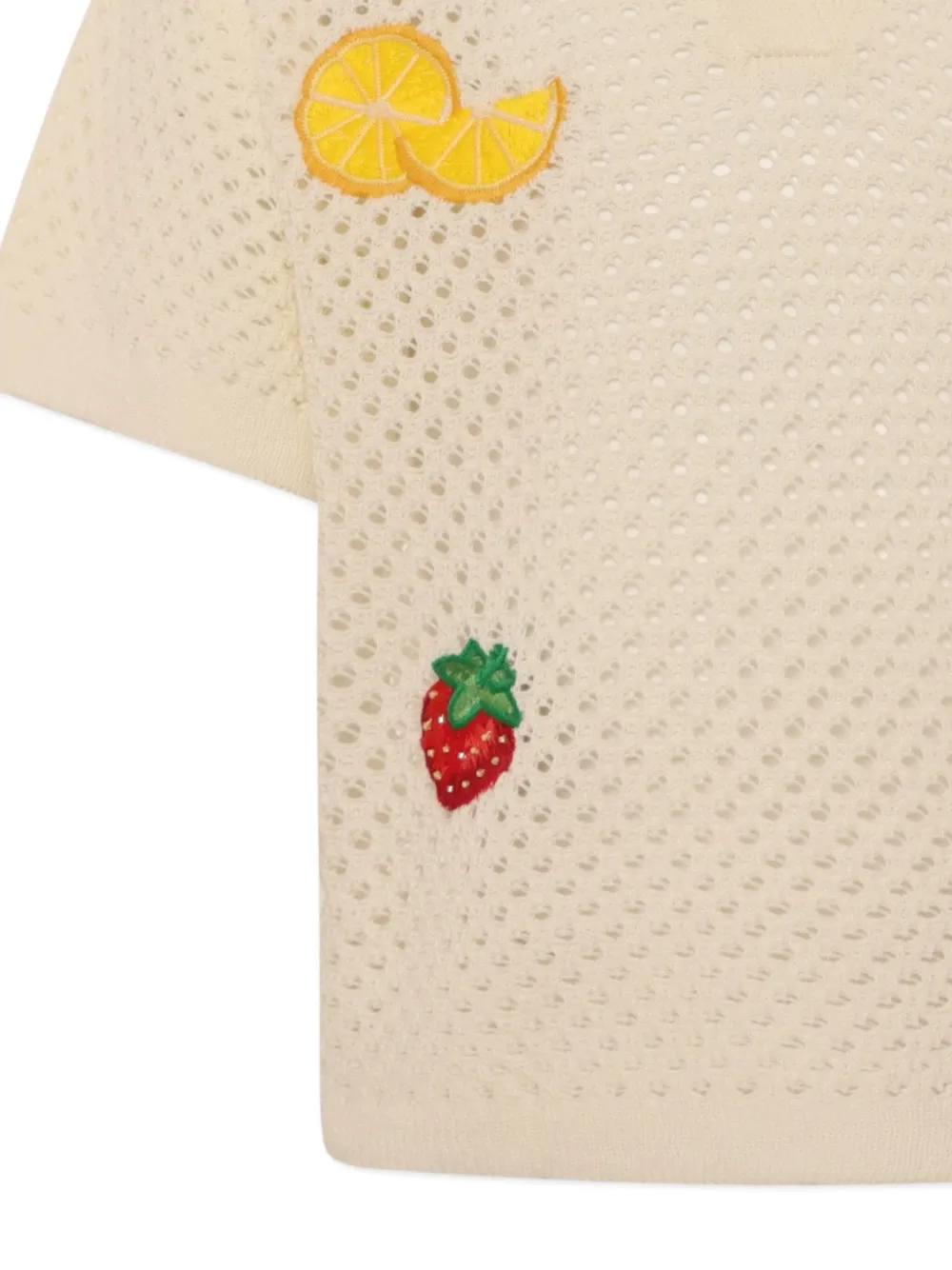 MC2 Saint Barth Kids Gebreide T-shirt met geborduurd fruit Beige