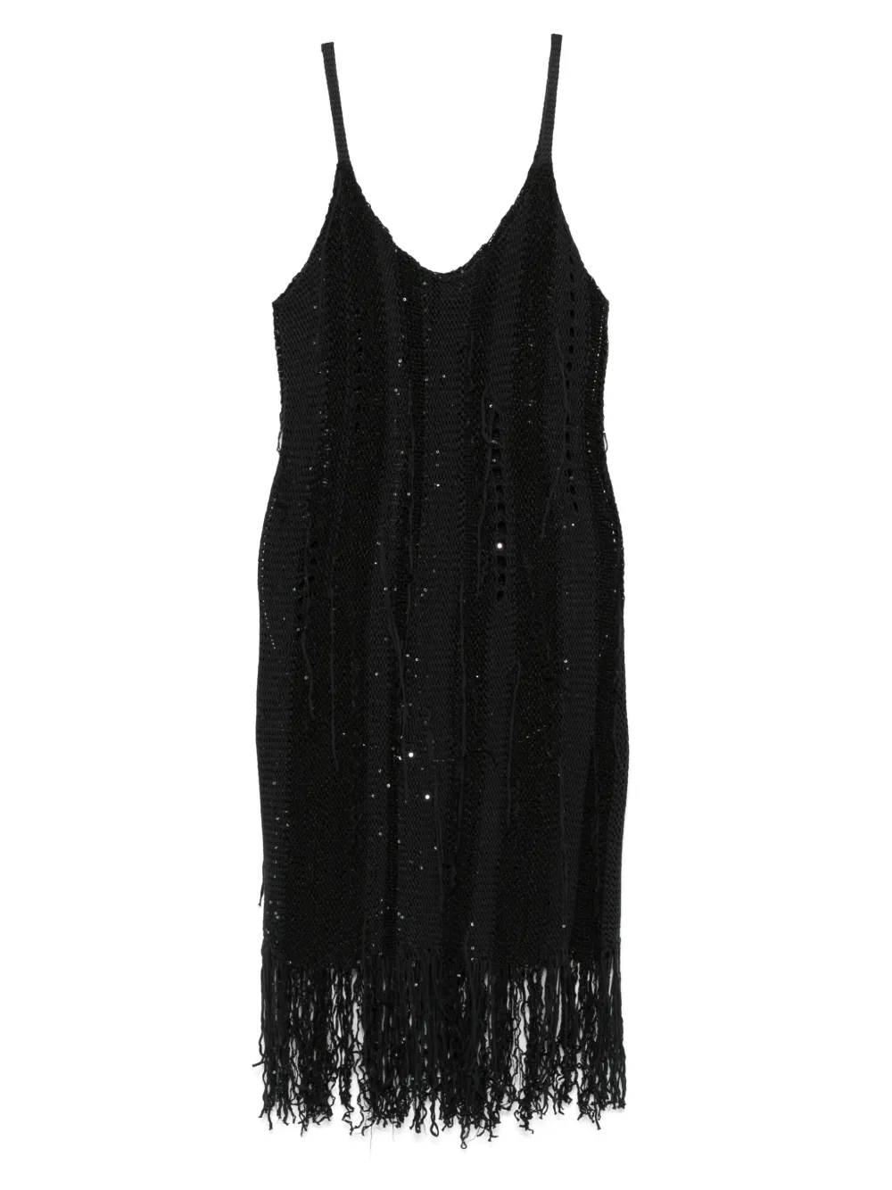 Roberto Collina fringed dress - Zwart