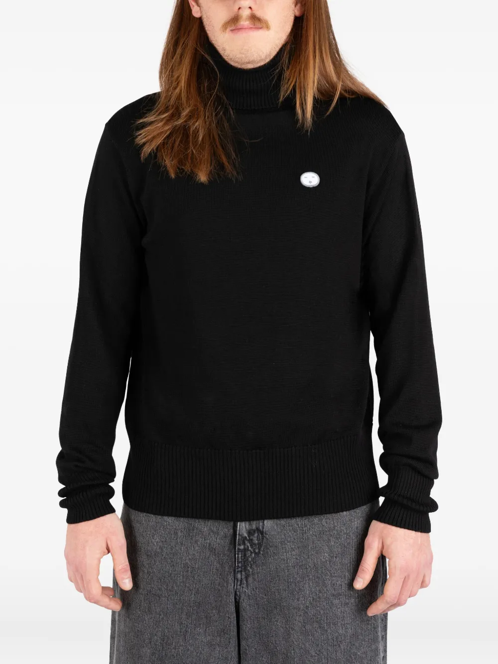 Société Anonyme roll-neck embroidered sweater Zwart