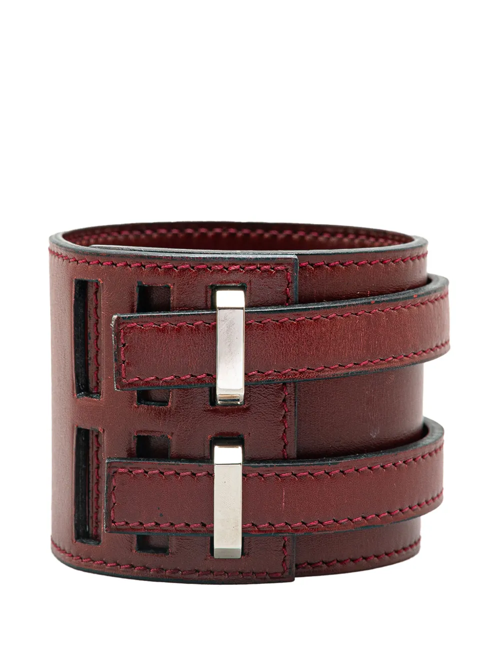 Hermès Pre-Owned pulsera Etriviere de piel extra ancha 2002 | rojo | Image 1