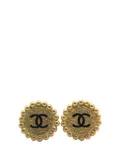 CHANEL Pre-Owned 1994 Gold Plated CC Button Clip On Earrings costume earrings
