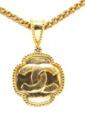 CHANEL Pre-Owned 1996 Gold Plated CC Medallion Clover Pendant Necklace costume necklace