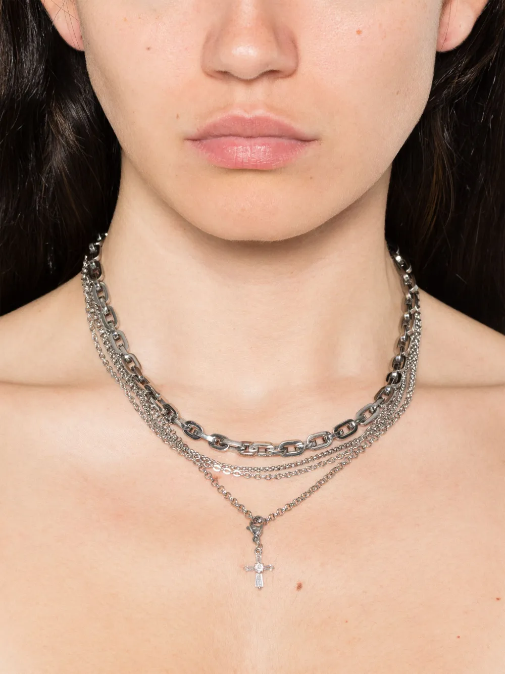 Ellen Conde cross-pendant necklace - Zilver