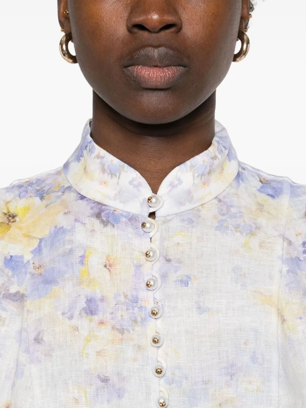 ZIMMERMANN Crush linnen mini-jurk met print - Wit