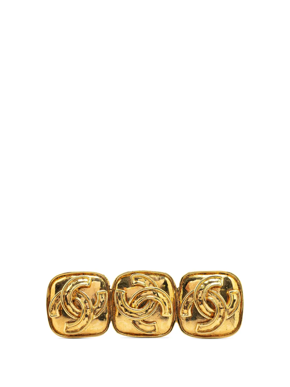 Pre-owned Chanel 1994 Gold Plated Triple Cc Brooch Costume Brooch