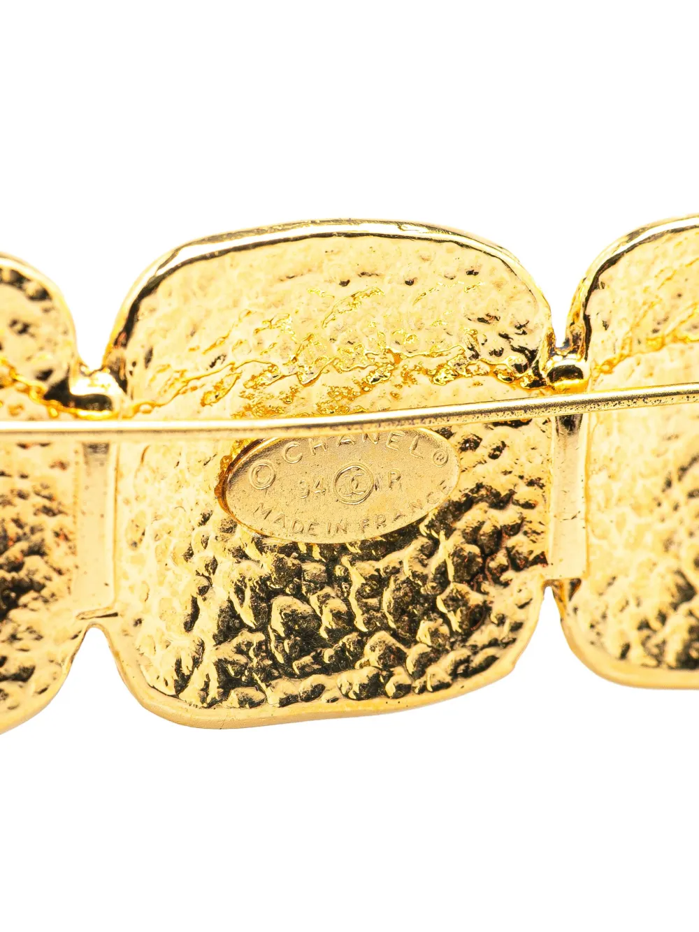 Pre-owned Chanel 1994 Gold Plated Triple Cc Brooch Costume Brooch