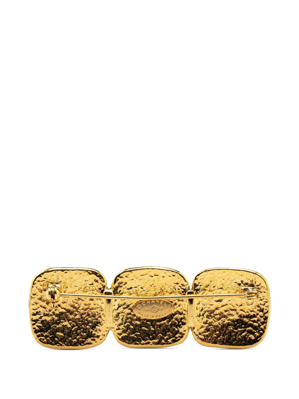 Pre-owned Chanel 1994 Gold Plated Triple Cc Brooch Costume Brooch