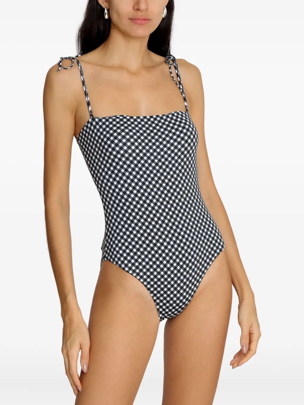 Lygia & Nanny Winona badpak met gingham ruit Zwart