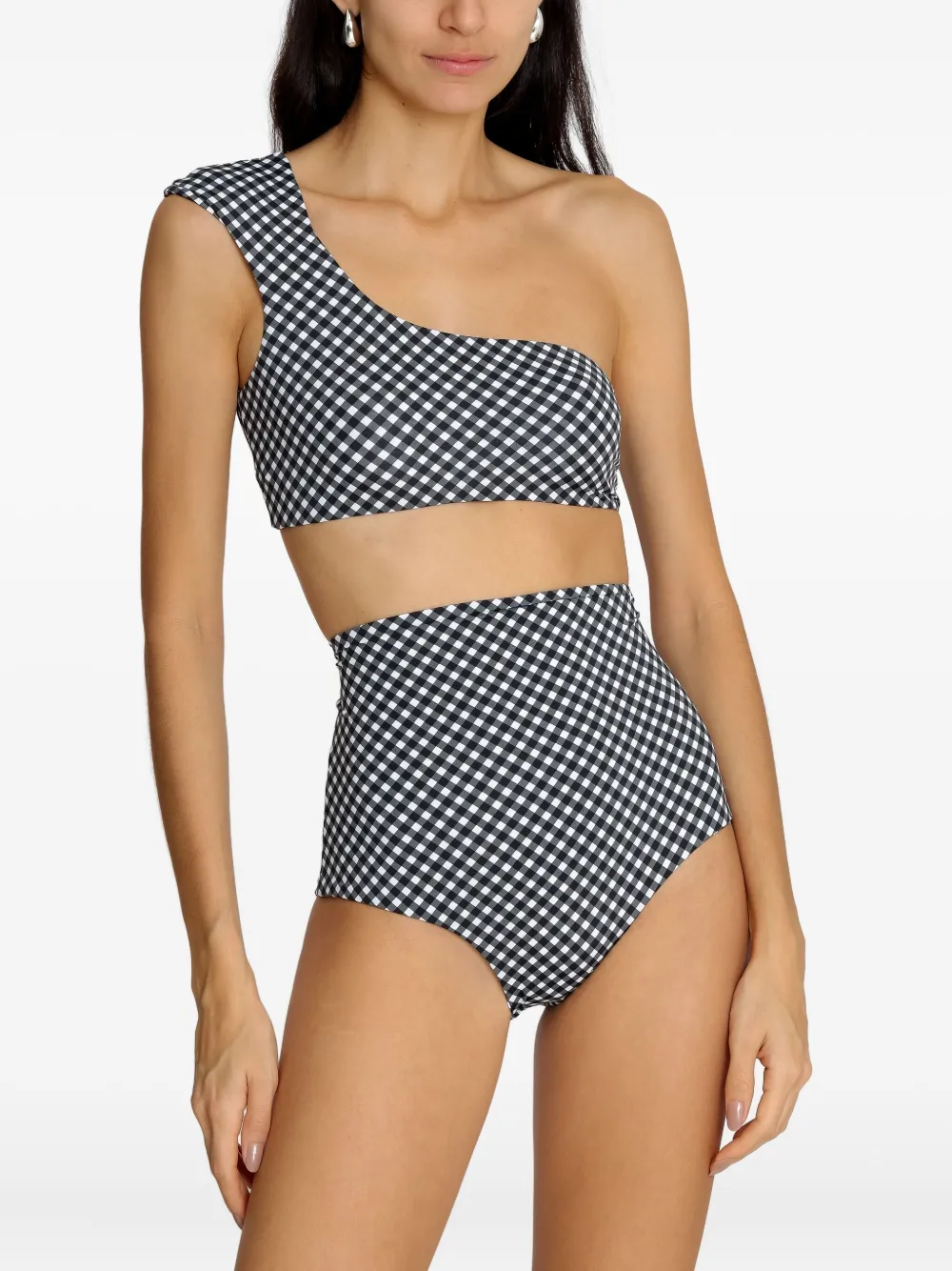 Lygia & Nanny Marjory asymmetrische geruite bikini Zwart