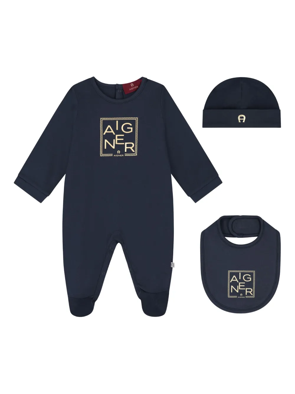 Aigner Kids Babypakje met logoprint Blauw