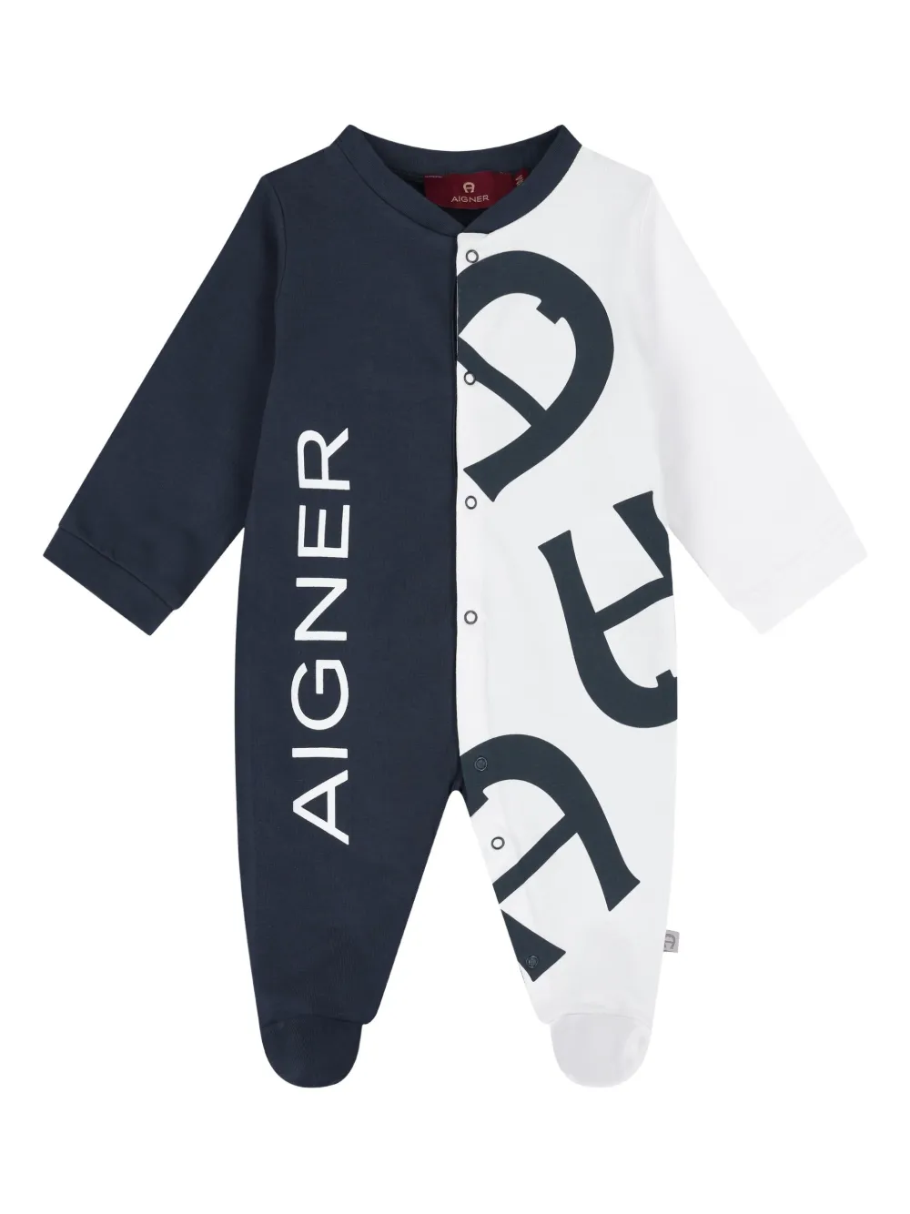 Aigner Kids Tweekleurige romperset met logoprint Zwart