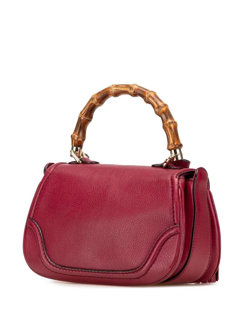 Pre-owned Gucci 2000-2015 Small Leather New Bamboo Satchel In Red