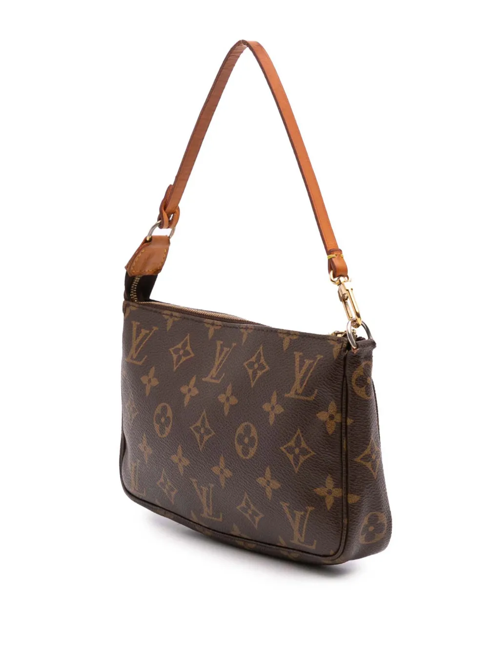 Pre-owned Louis Vuitton 2005 Monogram Pochette Accessoires Shoulder Bag In Brown