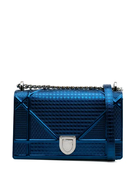 Christian Dior Pre-Owned 2016 Medium Metallic Patent Microcannage Diorama crossbody bag