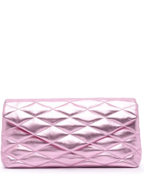 Saint Laurent Pre-Owned 2021 Quilted Metallic Lambskin Sade Puffer Envelope clutch bag