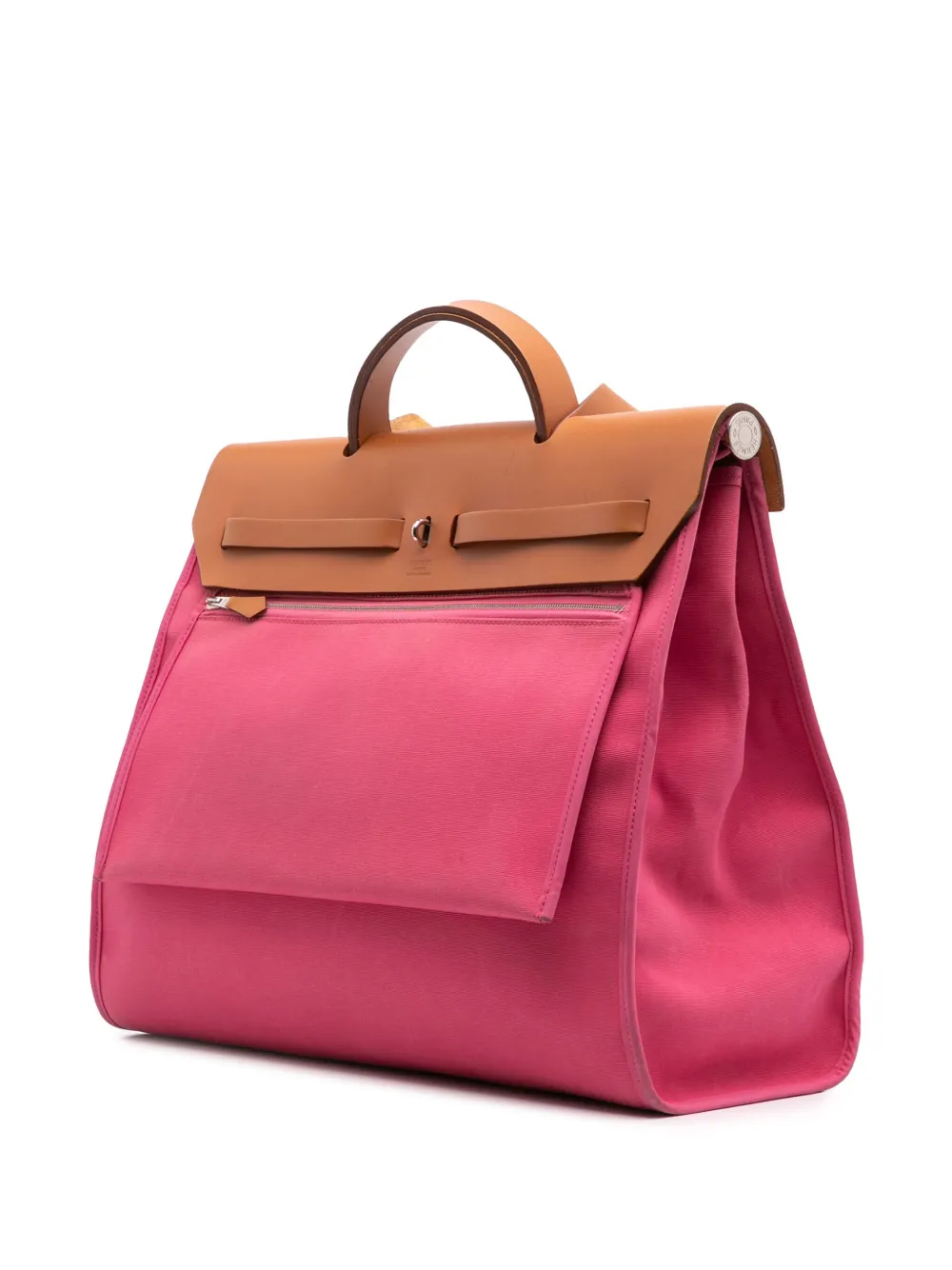 Pre-owned Hermes 2012 Toile Herbag Zip 39 Satchel In Brown