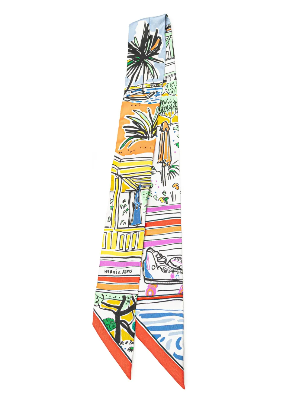Hermès Pre-Owned mascada Rayures d'Ete de seda Twilly del siglo XX | blanco | Image 1