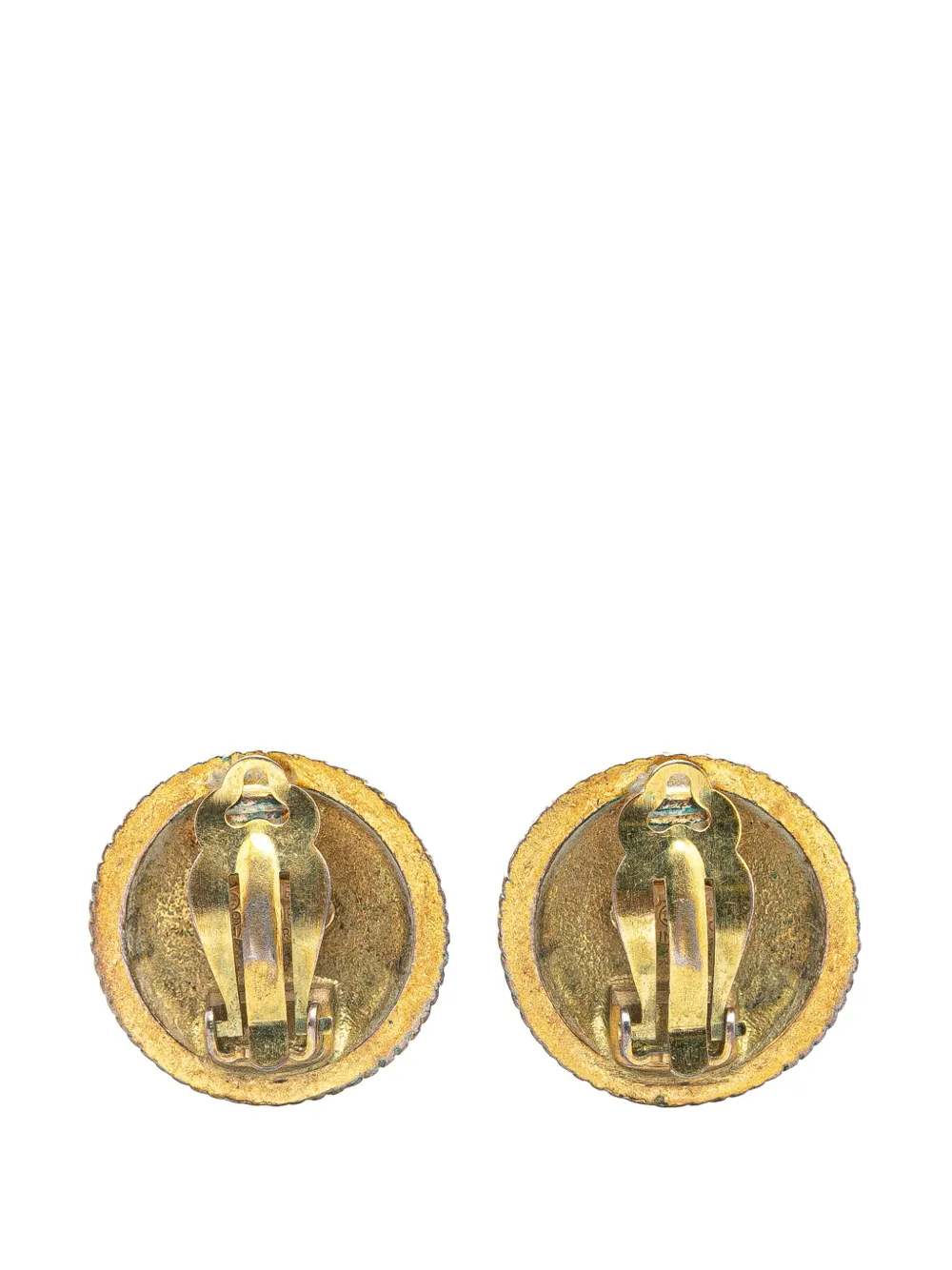 Pre-owned Chanel 1995 Gold Plated Cc Rope Clip On Earrings Costume Earrings