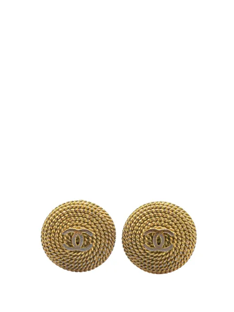 CHANEL Pre-Owned 1995 Gold Plated CC Rope Clip On Earrings costume earrings