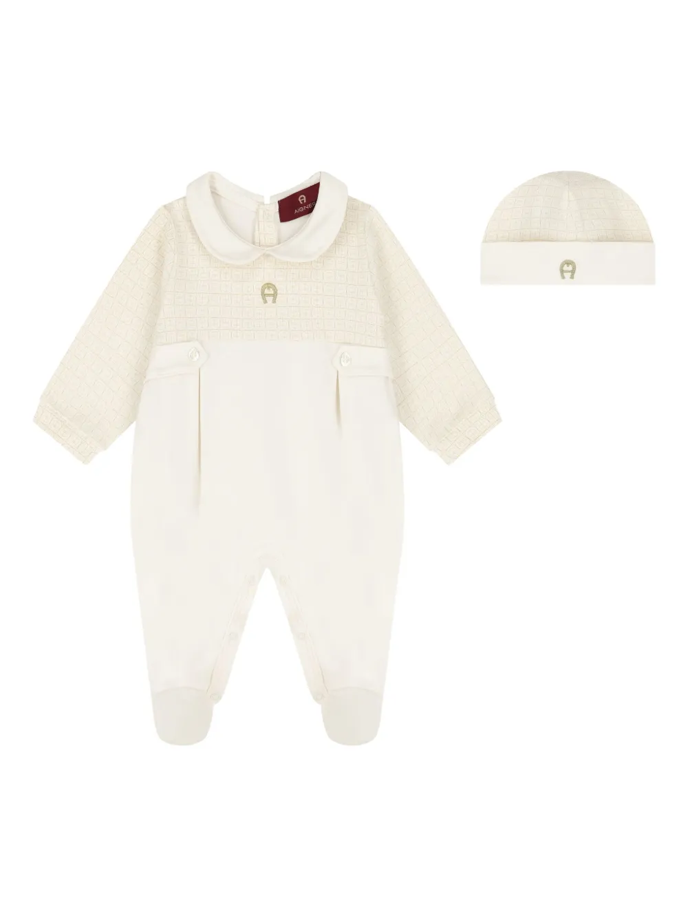 Aigner Kids Romperset met Peter Pan-kraag Beige