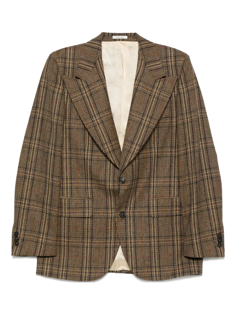 Husbands checked single-breasted blazer - ブラウン Husbands checked single-breasted blazer - ブラウン