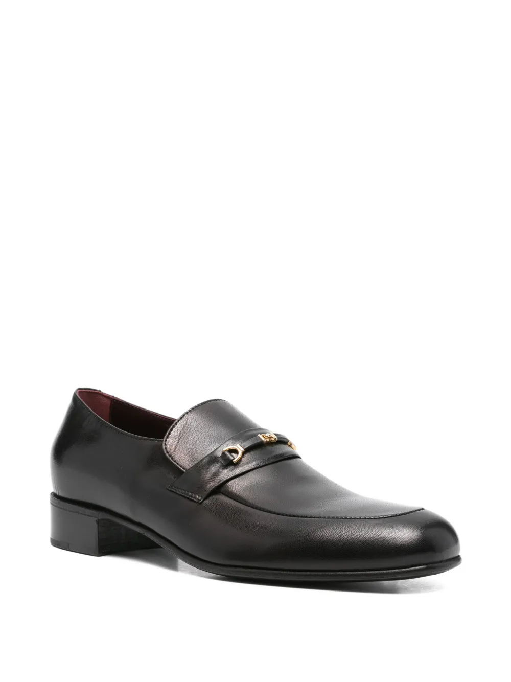 Husbands leather bar loafers Black