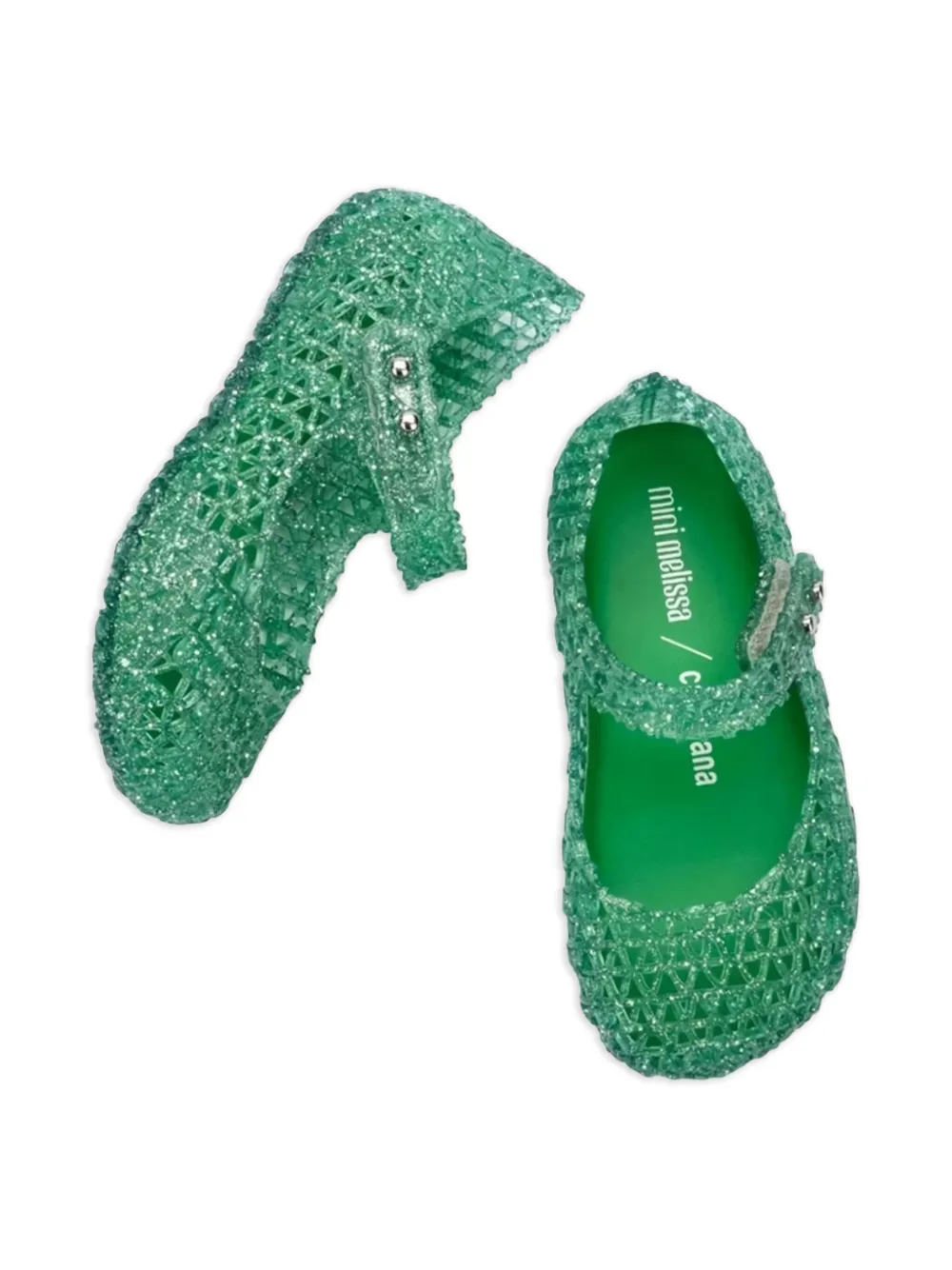 Melissa + Campana glitter-embellished ballet flats Green