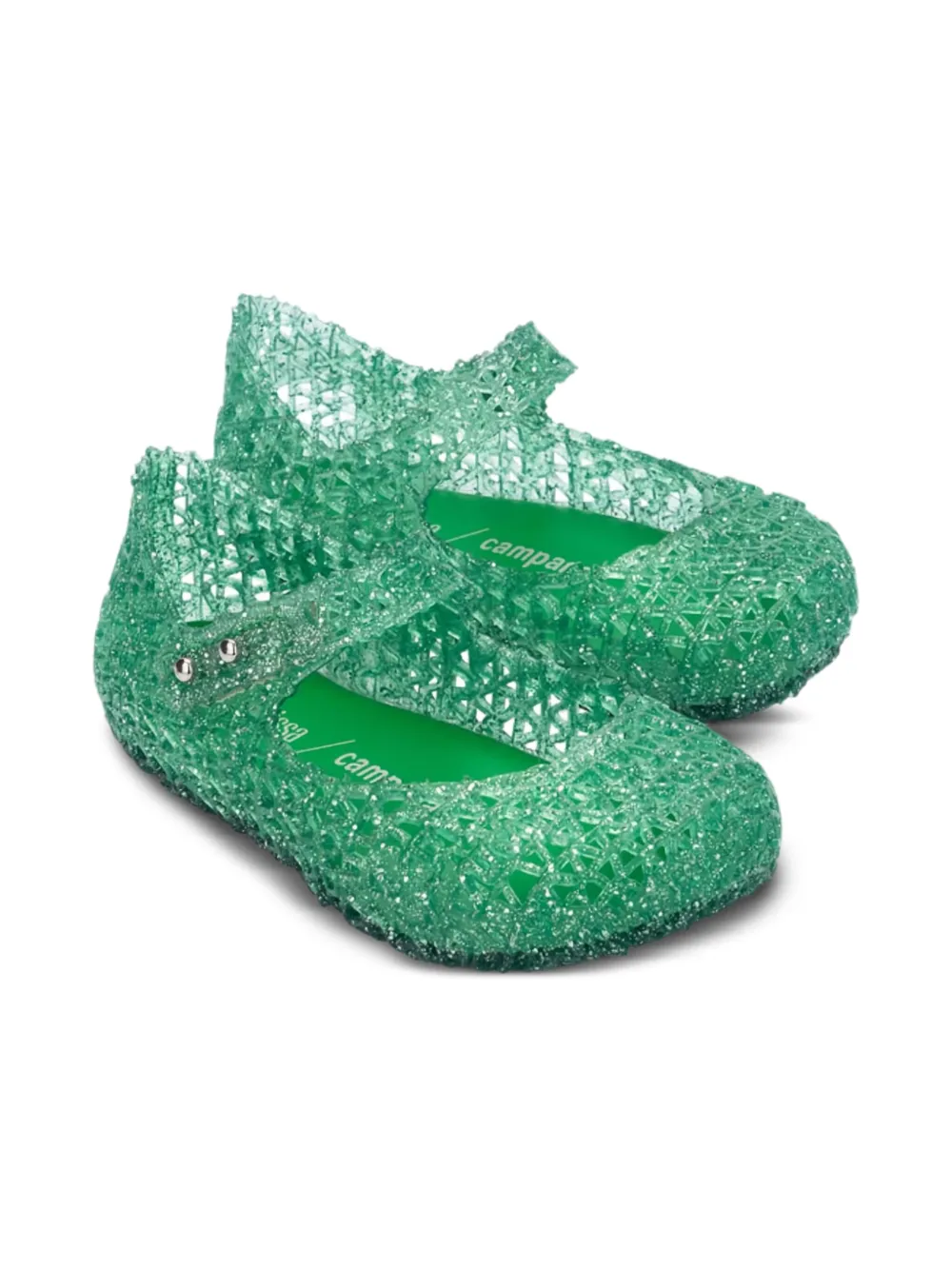Melissa + Campana glitter-embellished ballet flats Green