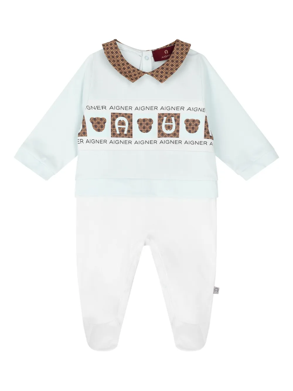 Aigner Kids Romper met kraag en muts Wit