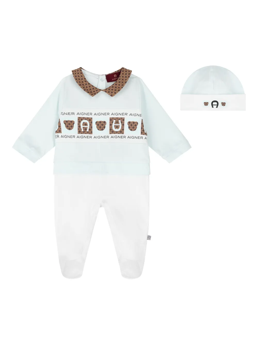 Aigner Kids Romper met kraag en muts Wit