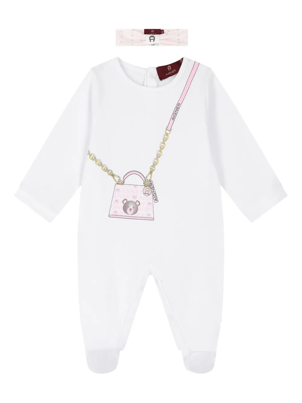 Aigner Kids Twee katoenen rompers Wit
