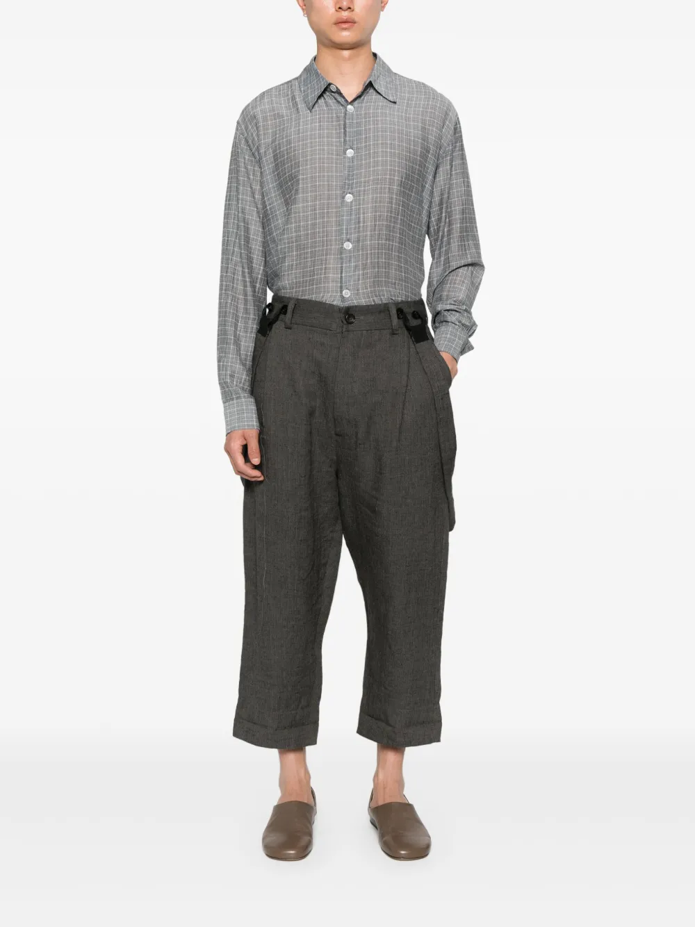 A Tentative Atelier cotton-blend trousers - Grijs