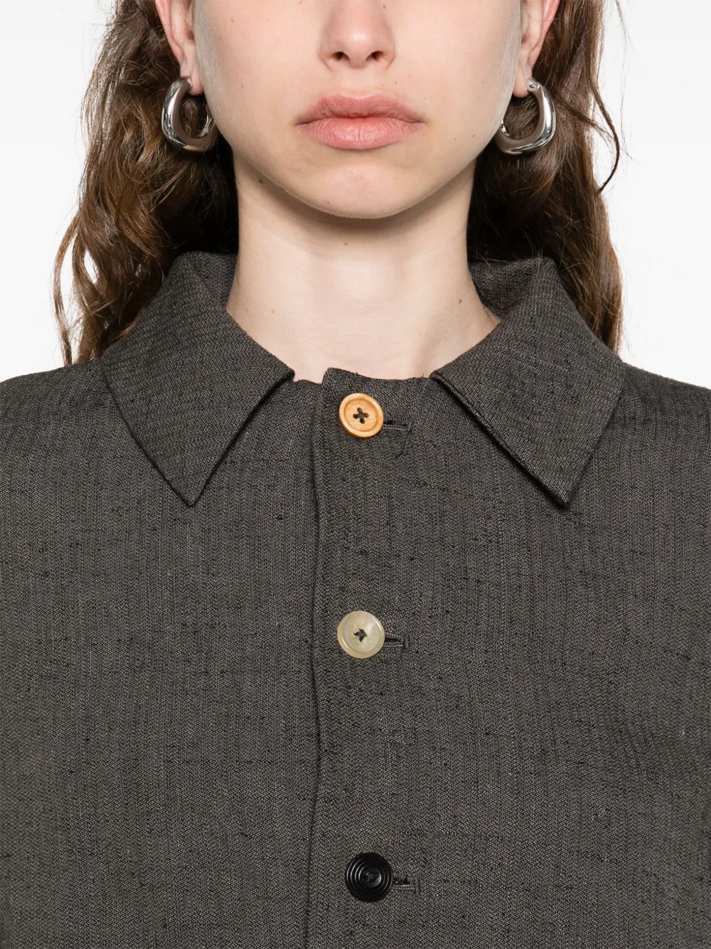A Tentative Atelier Trenchcoat met enkele rij knopen Grijs