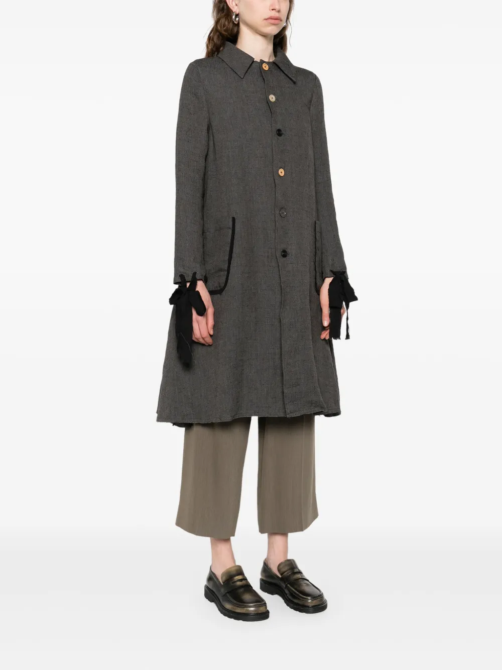 A Tentative Atelier Trenchcoat met enkele rij knopen Grijs
