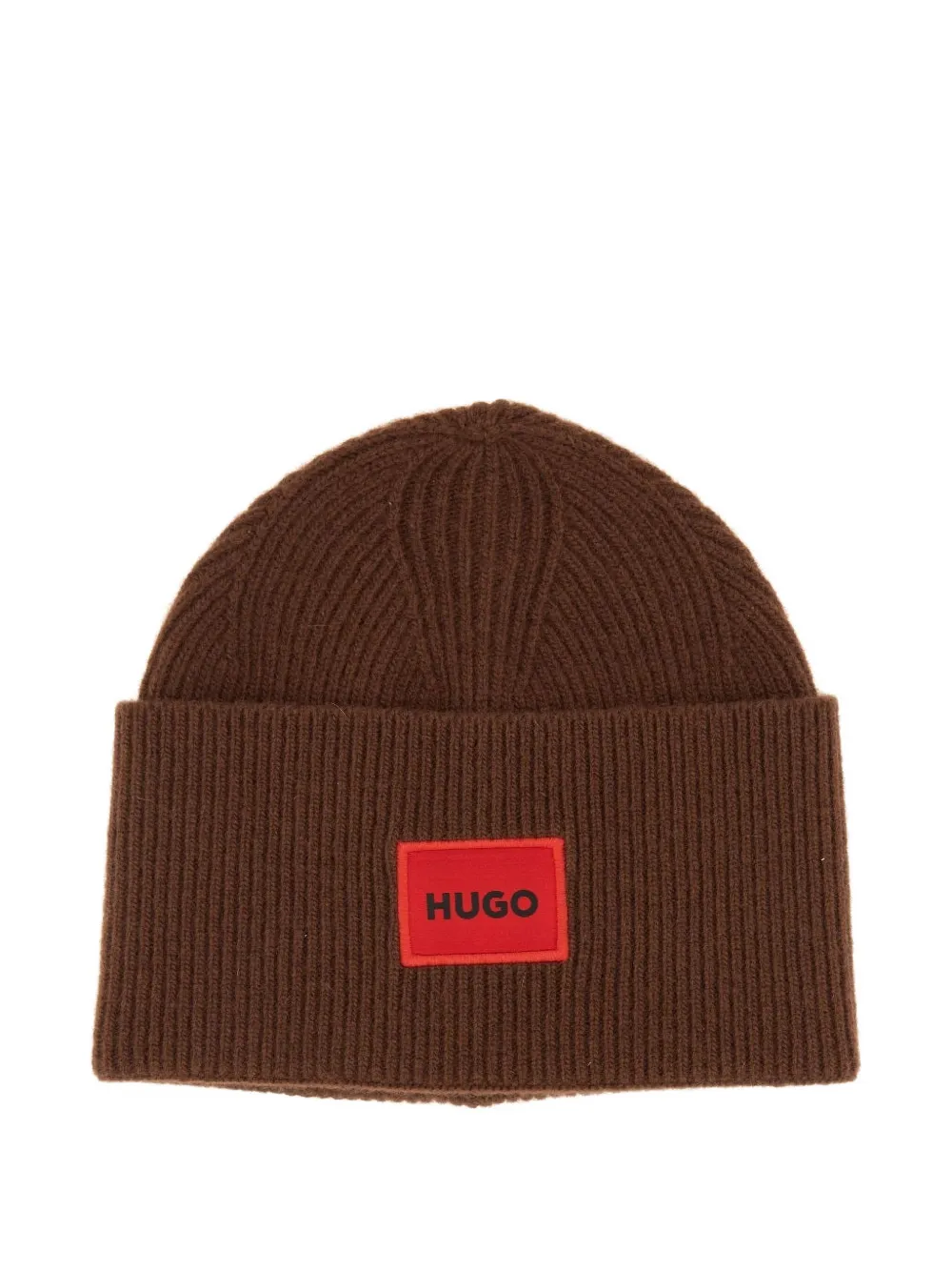 HUGO logo-patch beanie hat | brun | Image 1