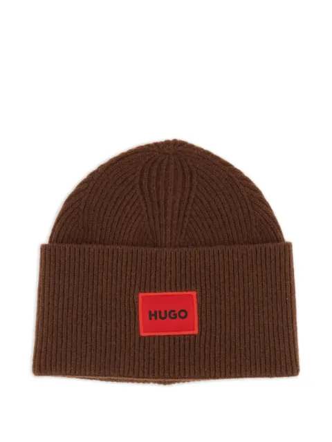 HUGO logo-patch beanie hat