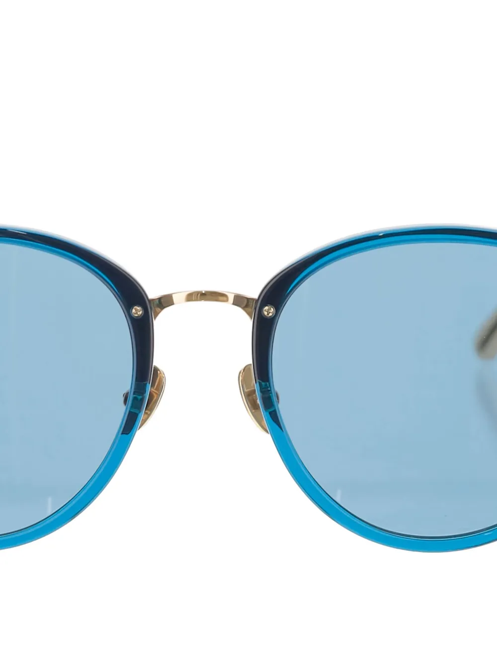 Linda Farrow Zonnebril met rond montuur Blauw