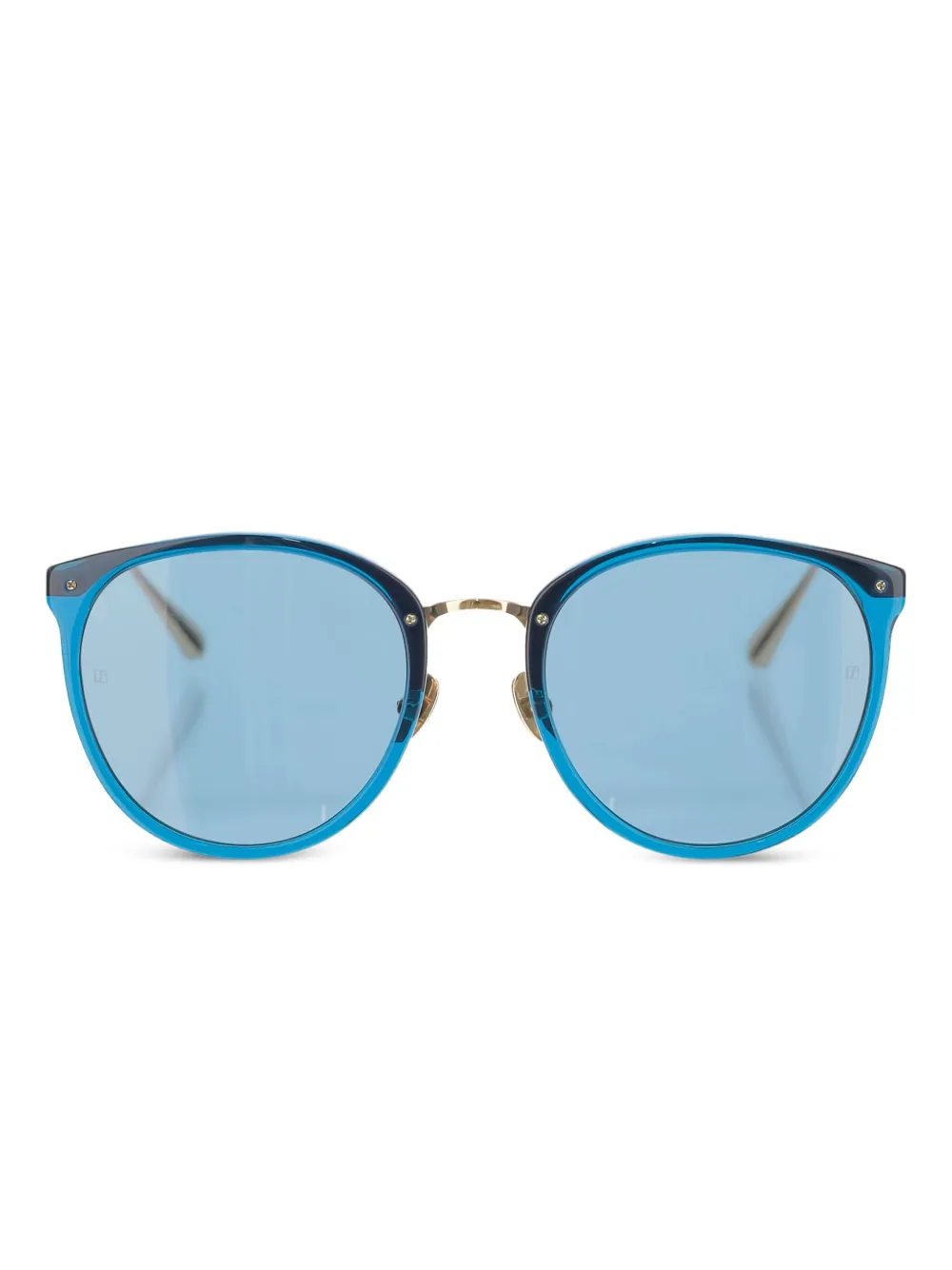 Linda Farrow Zonnebril met rond montuur Blauw