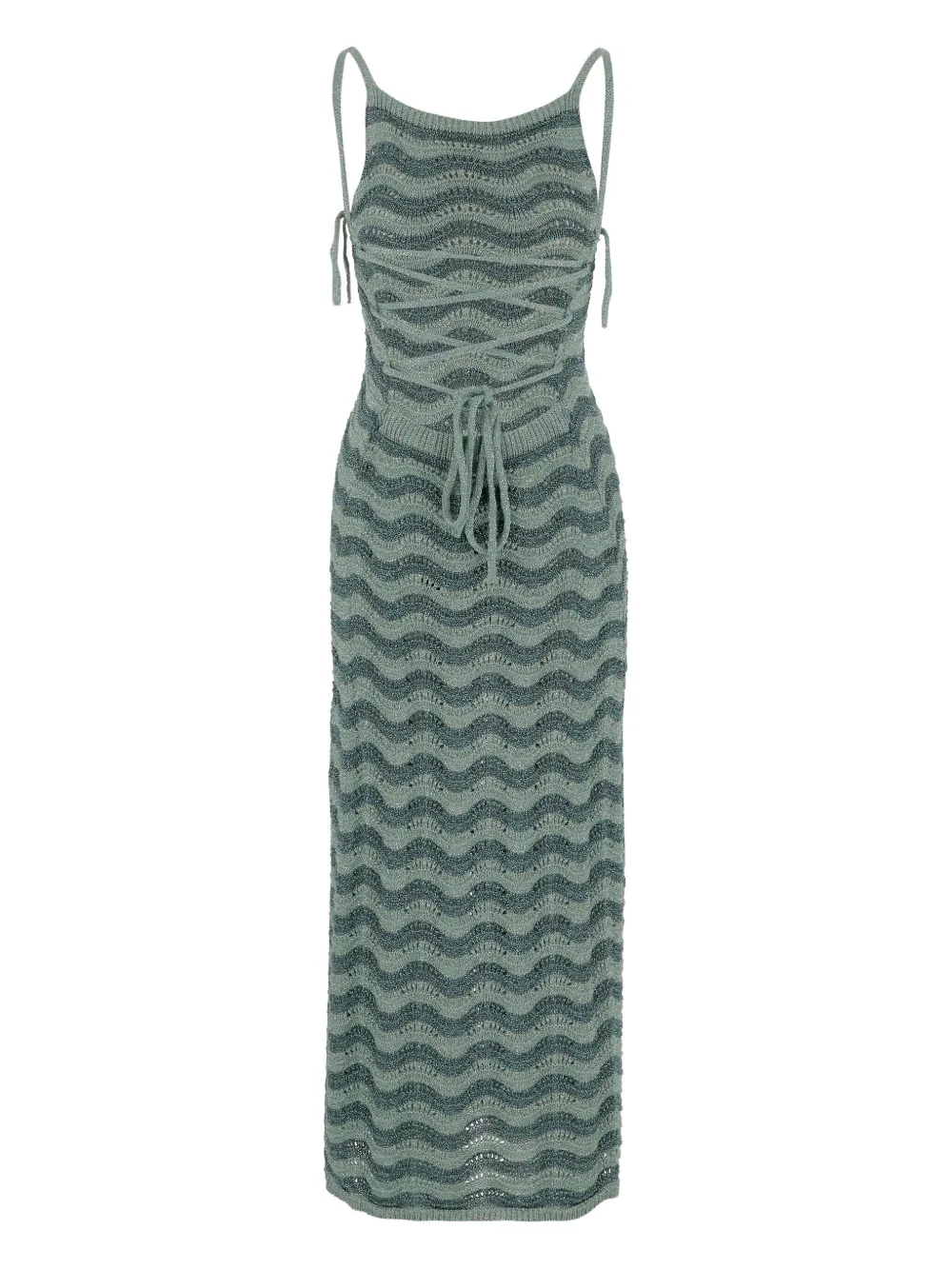 wavy-pattern open-back maxi dress