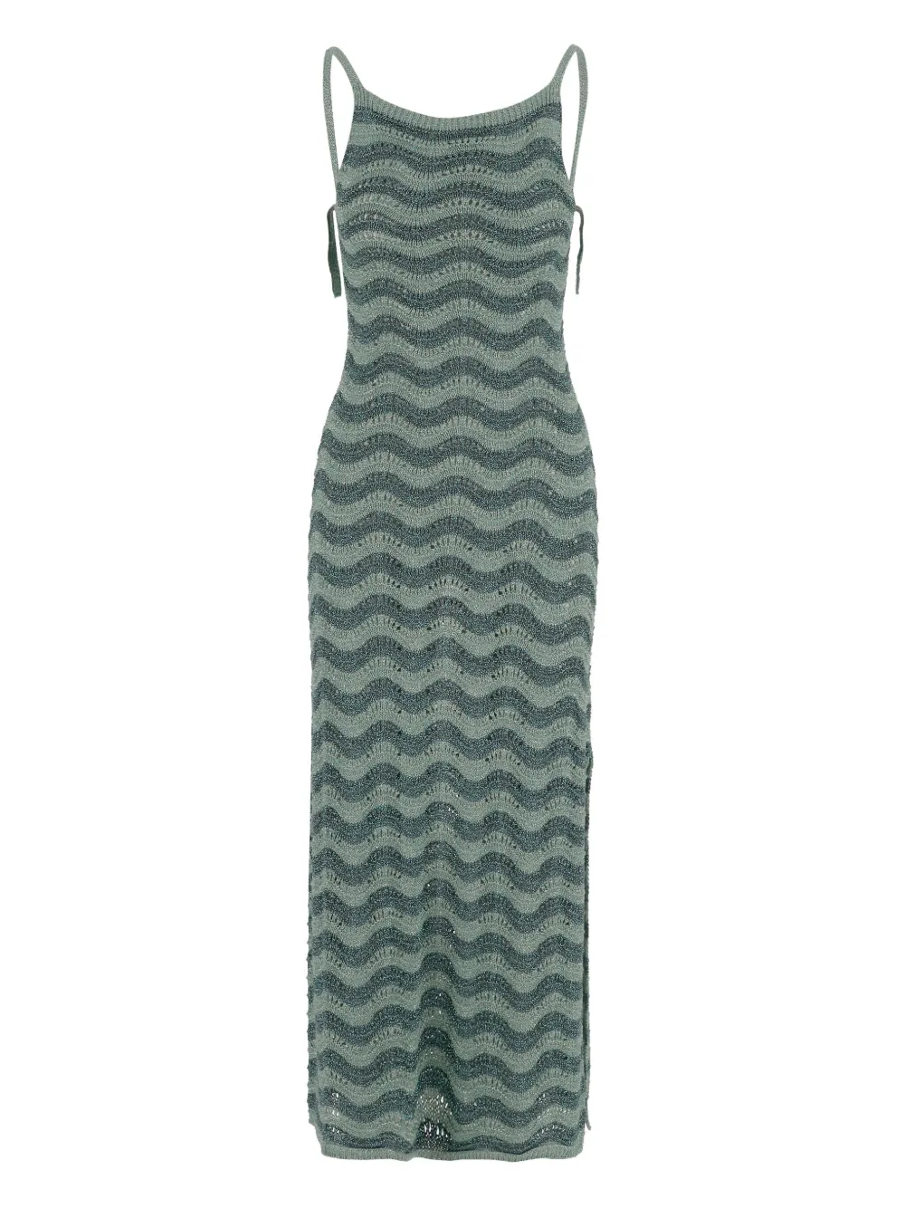 MARKET wavy-pattern open-back maxi dress - Groen