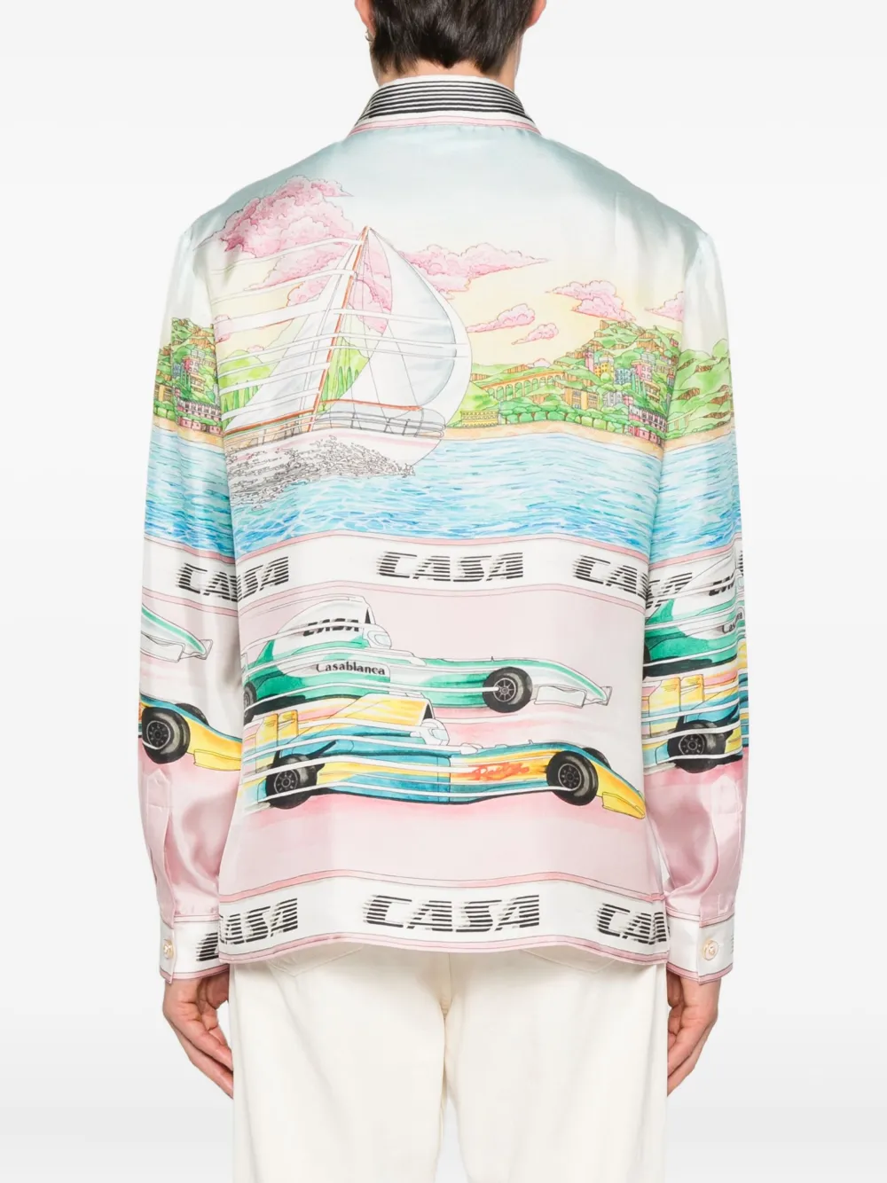 Casablanca Zijden overhemd met print Blauw