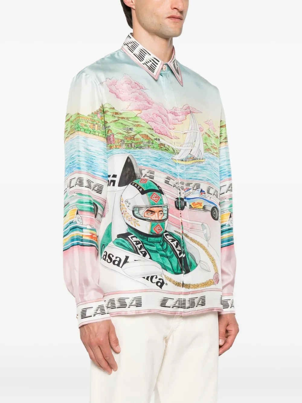 Casablanca Zijden overhemd met print Blauw